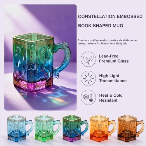 FACE N FACE Spellbook Glass Mug with Dragon Handle, Brown