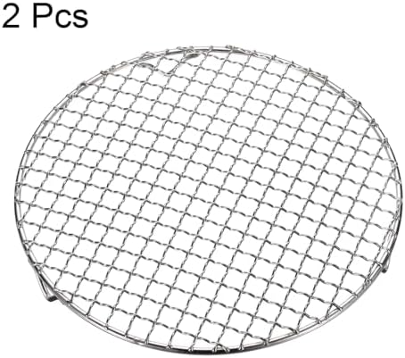 HARFINGTON 2pcs Round Cooking Rack 9.4-inch 201 Stainless Steel Cross Wire Barbecue Grill Net with 20mm Legs for Cooking Baking Steaming BBQ