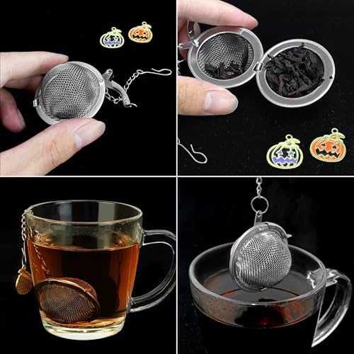 Halloween 2PC Tea Infuser, 2.1 inch Tea Ball with Pumpkin Ornaments