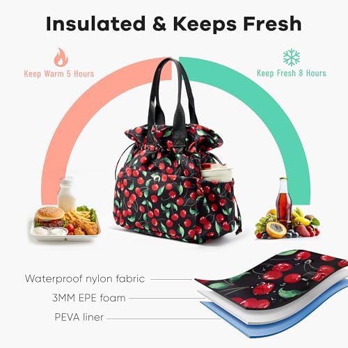 Yarnic Lunch Bag Women Insulated Lunch Box with Water Bottle Holder