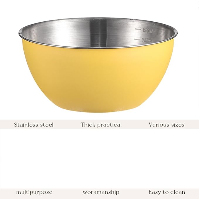 Stainless Steel Salad Bowls Set of 2, 1.27 Quart Mixing Bowls with Measurement Markings for Mixing, Cooking, Baking, Prepping and Food Storage