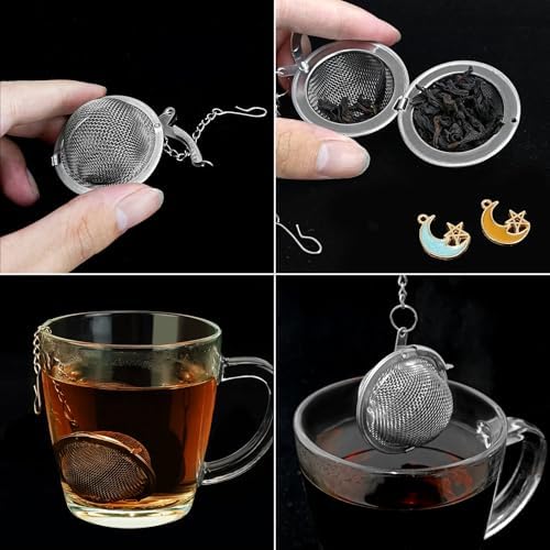2Pcs Tea Infuser, 2.1 inch Tea Ball with Moon and Star Pendant,Tea Strainer