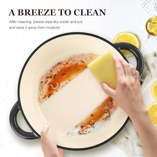 Overmont Enameled Cast Iron Dutch Oven - 4.5QT Pot with Lid Cookbook & Cotton Potholders - Heavy-Duty Cookware for Braising, Stews, Roasting, Bread Baking GraphiteGray