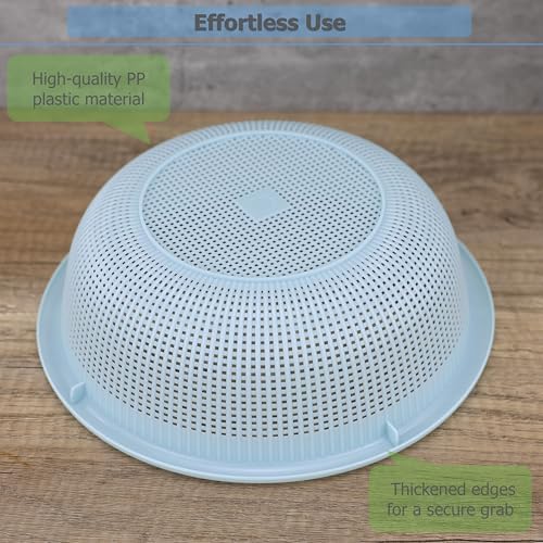 EIKS 3 Pack Plastic Colander Baskets Mesh Sieve, 10-inch Diameter