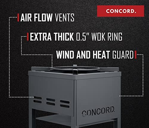Concord Professional Single Banjo Wok Burner with Stand. Drop In Wok Edition. Up to 270,000 BTU. Great for Home Brewing, Wok Stir Fry, Turkey, Etc. (16")