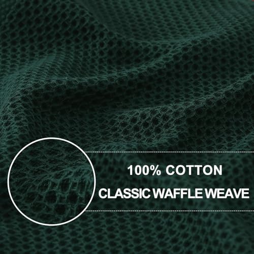 Homaxy 100% Cotton Waffle Weave Kitchen Dish Cloths 18-Pack, Blackish Green