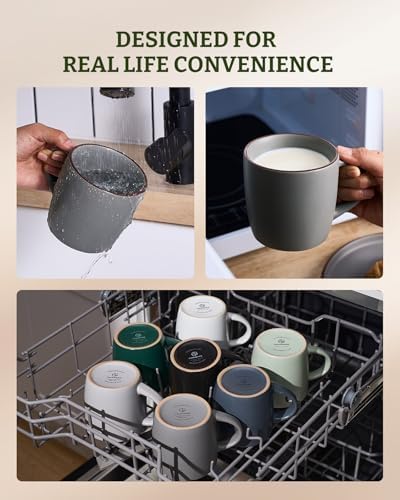 famiware Mercury Coffee Mugs 13 oz, Coffee Mugs Set of 6 with Handle