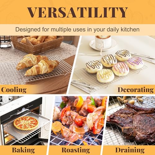 2 PCS Grid Wire Baking Cooling Racks, 10" x 16", Silver
