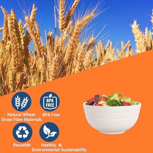 Homestockplus [Non Ceramic] 34 Oz Big Bowls， Soup Bowls BPA-Free Dishwasher & Microwave Safe Bowl Sets for Cereal, Salad, Soup, Ramen,Noodle,Oatmeal,Snack Apply to Kitchen, Freezer【Set of 6】