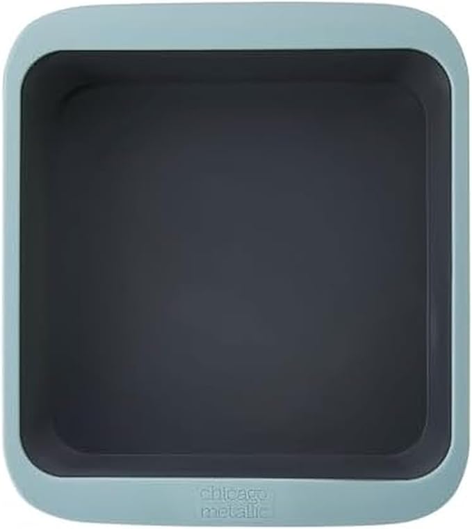 Chicago Metallic Silicone Square Cake Pan, 8-Inch Nonstick Bakeware with Wire-Reinforced Rim, BPA-Free Food-Grade Silicone, Oven Safe to 428F, Dishwasher Safe, Easy Cake Release