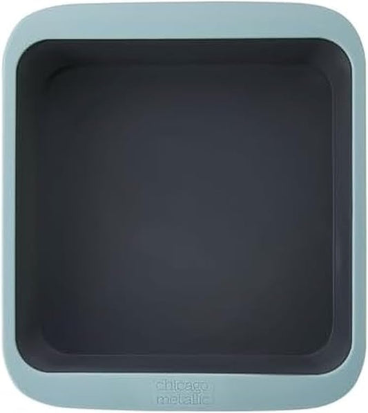 Chicago Metallic Silicone Square Cake Pan, 8-Inch Nonstick Bakeware with Wire-Reinforced Rim, BPA-Free Food-Grade Silicone, Oven Safe to 428F, Dishwasher Safe, Easy Cake Release