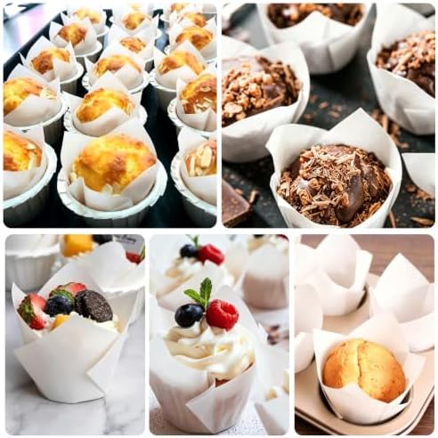 120PCS White Tulip Cupcake Liners for Baking Cups, Muffin Liners Holders