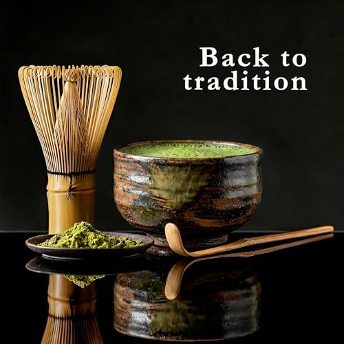 Bamboo Matcha Whisk Set (Chasen) – Traditional Bamboo Whisk for Matcha Tea Ceremony – Handcrafted 100-Prong Chasen for Smooth, Creamy Foam – Authentic Tools & Accessories