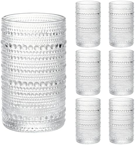 Moretoes Large 15oz Hobnail Drinking Glasses Set of 6