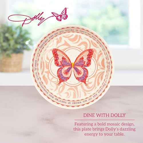 Dolly Parton Jeweled Mosaic Butterfly Design Pie Quiche Dish Stoneware, Oven Safe, Bakeware, Baking Dish, 10 Inch
