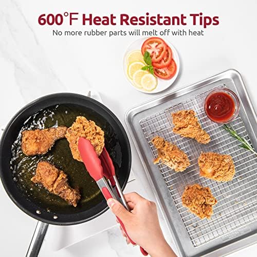 U-Taste Kitchen Tong for Cooking, 600ºF Heat-Resistant Silicone, 9in/Red