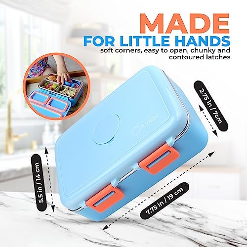 kinsho Small Stainless Steel Bento Box Lunch Container, Baby Toddlers, Blue