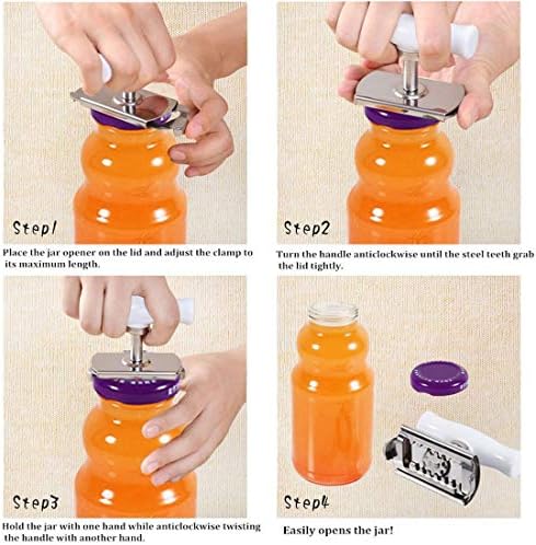 Jar Opener Multifunction Adjustable for 1-4 inches Bottle Can, Stainless Steel Lids Off Jar Opener. Fit Seniors, Arthritis, Women, Chilren, Weak Hands