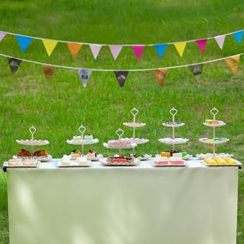 Biodegradable Cupcake Stand Holder, Dessert Table Display Set, Treat Table Candy Cake Desert Tiered Tray, 3 Tier Serving Trays for Tea Party, Wedding Baby Shower Bridal Shower Decorations（10 PCS ）