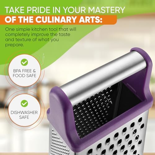 Spring Chef Stainless Steel XL Cheese Grater for Kitchen, Purple