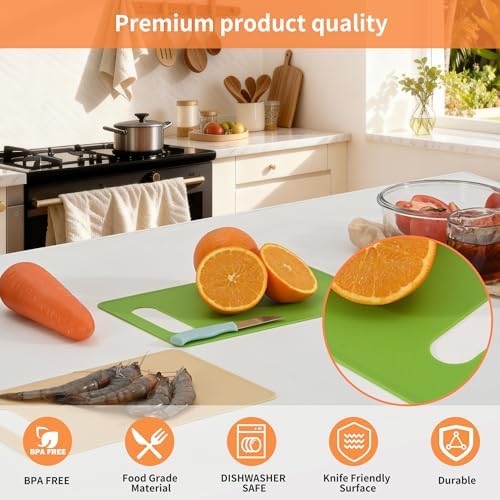 Luckyiren Plastic Cutting Board Set, 6-Piece Kitchen Cutting Mats, BPA-Free