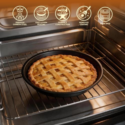 LISI 9 Inch Tart Pan, Nonstick Carbon Steel Fluted Baking Pan