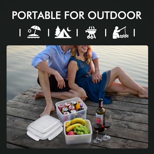 HOTEC 4-Pack Large Fruit Storage Container for Fridge,3.15L