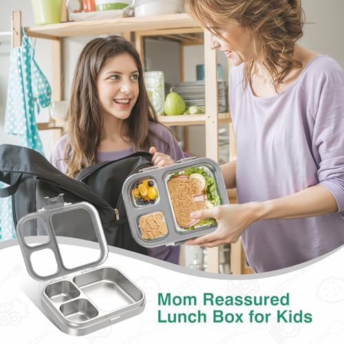 HOMEKOL Stainless Steel Bento Lunch Box, Grey, 3.3Cups
