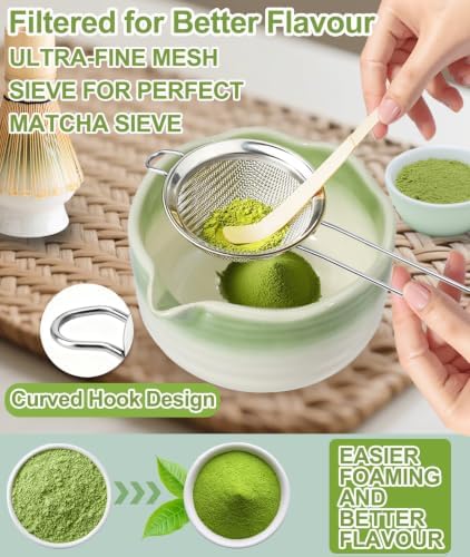 JBER Matcha Set, 7PCS Matcha Whisk Set with Bamboo Whisk for Matcha Starter