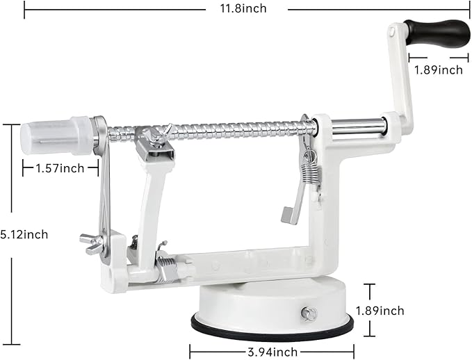 Apple Peeler Corer, 5 In 1 Apple Peeler Slicer Corer with Stainless Steel Blades and Powerful Suction Base for Apples and Potatoes(white)