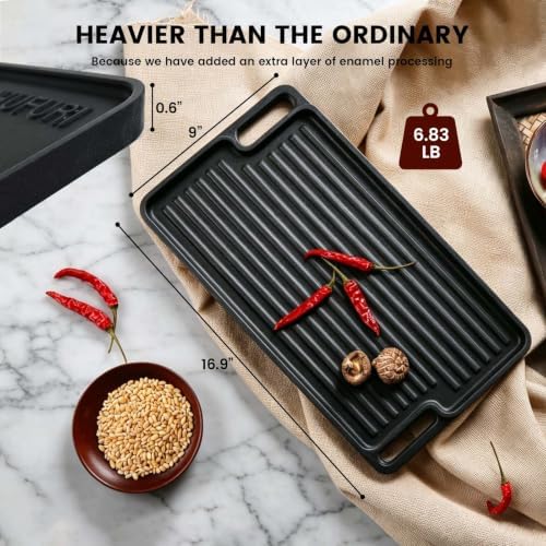 Reversible Cast Iron Griddle Pan 16 Inch