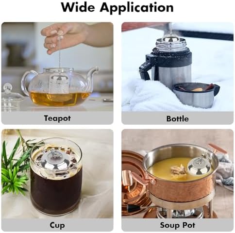 Tea Infuser for Loose Leaf Tea, Extra Fine Mesh Tea Strainers, 304 Stainless Steel & Updated Slim Threaded Lid, Loose Leaf Tea Steeper for Brew Tea, Spices, Rooibos, 2 Pcs, Sliver