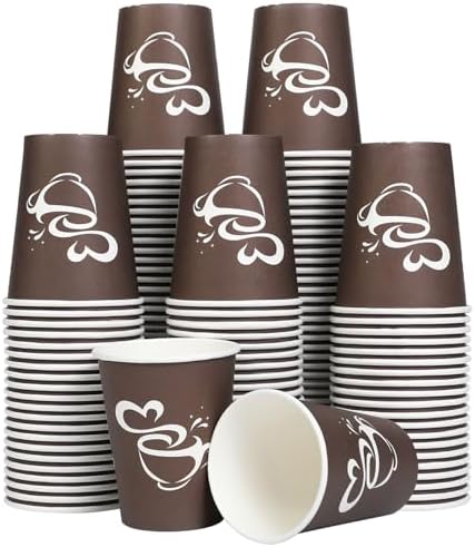 Clawsoff 10 oz 200 count Disposable Coffee Cups Hot Paper Cups Brown