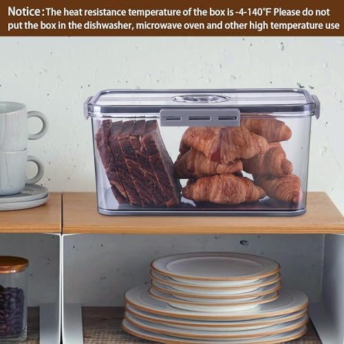 Gifhomfix Bread Box Bread Boxes for Kitchen Counter Airtight, Time Recording Bread Storage Container with Lid, Bread Keeper for Homemade Bread, Toast, Bagel, Donut and Cookies, LARGE Grey