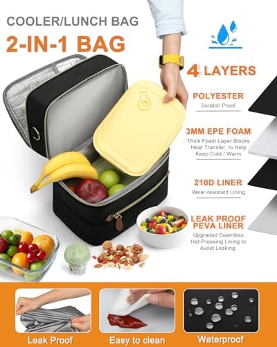 Capolo Lunch Bag for Women Men Insulated Lunch Tote Leakproof Lunchbox Bags