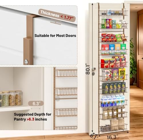 ElegantArray 10-Tier Pantry Door Organizer, Brown
