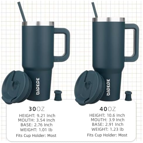 BJPKPK 40 oz Insulated Tumbler with Handle & Straw, Stainless Steel