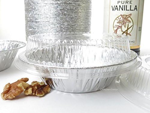SAFCA KitchenDance Disposable Aluminum Foil Tart Pan with Lid - 5" Aluminum Foil Individual Pie Pans, Mini Pie Pans, Pot Pie Tins, Baking Pan Perfect for Pies, Cobblers - 501P, (25)