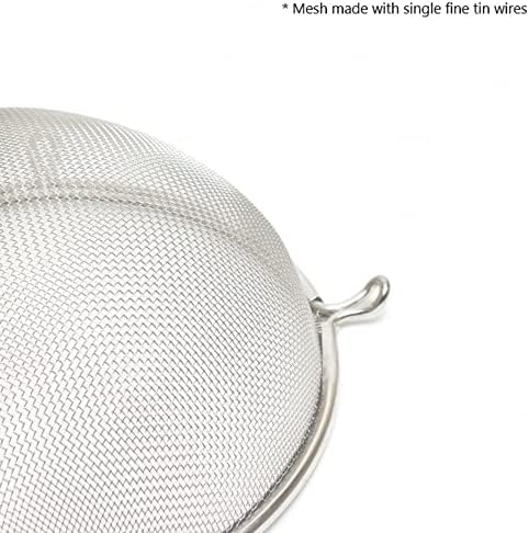 TrueCraftware- 6-Inch Single Fine Tin Mesh Strainer 6-3/4" Handle Length Wooden Handle- Kitchen Utensil Food Strainer Skimmer Spoon for Cooking Sieve Sifters Rice Quinoa Pasta Fruits Vegetable