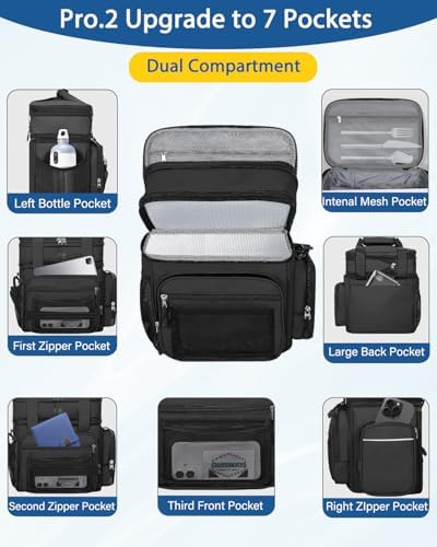 Expandable Lunch Box Men Insulated Double Deck Leakproof Cooler Bag