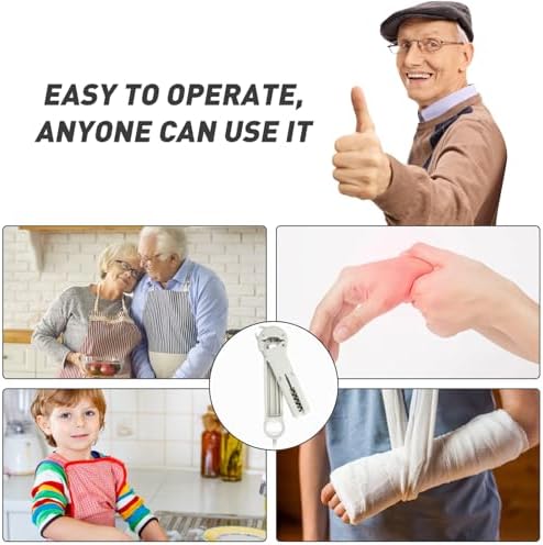 Jar Opener for Seniors with Arthritis, 7 in 1 Bottle Opener and Wine Corkscrew, Easy Grip Kitchen Gadget for Weak Hands Elderly, Retractable Jaw Lid Opener with Magnetic Storage (White)
