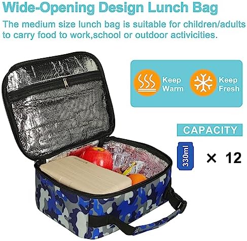 esouler Lunch Box Kids Insulated Lunch Bag for Boys & Girls Durable Children Lunchbox for School with Water Bottle Holder-Camouflage