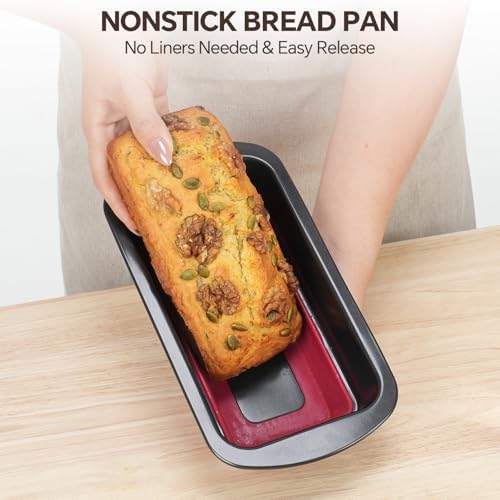Loaf Pan Set of 2, Nonstick 1 lb Banana Bread Pan, Pop-Out Bottom