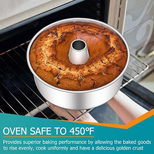 E-far 10-Inch Angel Food Cake Pan, Stainless Steel Tube Pan for Baking