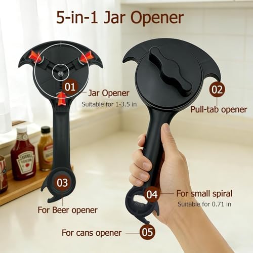 4-in-1 Jar Opener, Ruydiwale Adjustable Jar Opener for Seniors