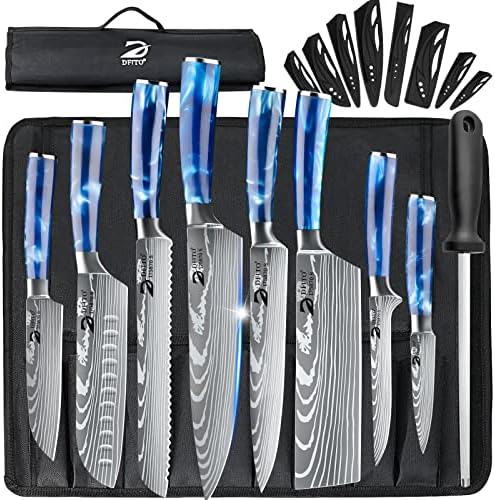 Dfito Chef Knife Sets with Roll Bag, 9 Pieces Professional Knife Set