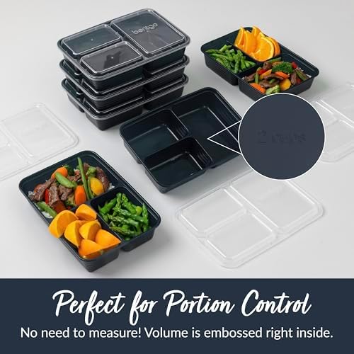 Bentgo Prep 3-Compartment Meal Prep Containers with Lids, 20 Piece Set