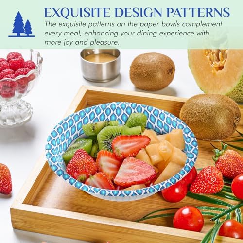 MUCHII 10 oz Paper Bowls, 300 Count Printed Disposable Small Bowls Bulk
