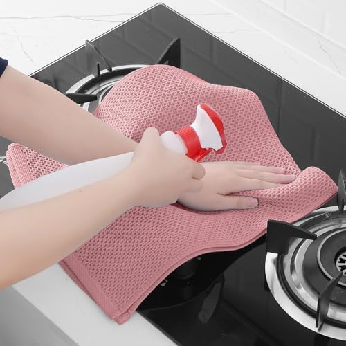 Homaxy 100% Cotton Waffle Weave Kitchen Dish Towels 4-Pack, Dried Rose