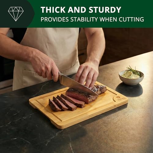 ROYAL CRAFT WOOD Bamboo Cutting Board with Juice Groove - Kitchen Chopping Board for Meat Cheese and Vegetables, Heavy Duty Serving Tray